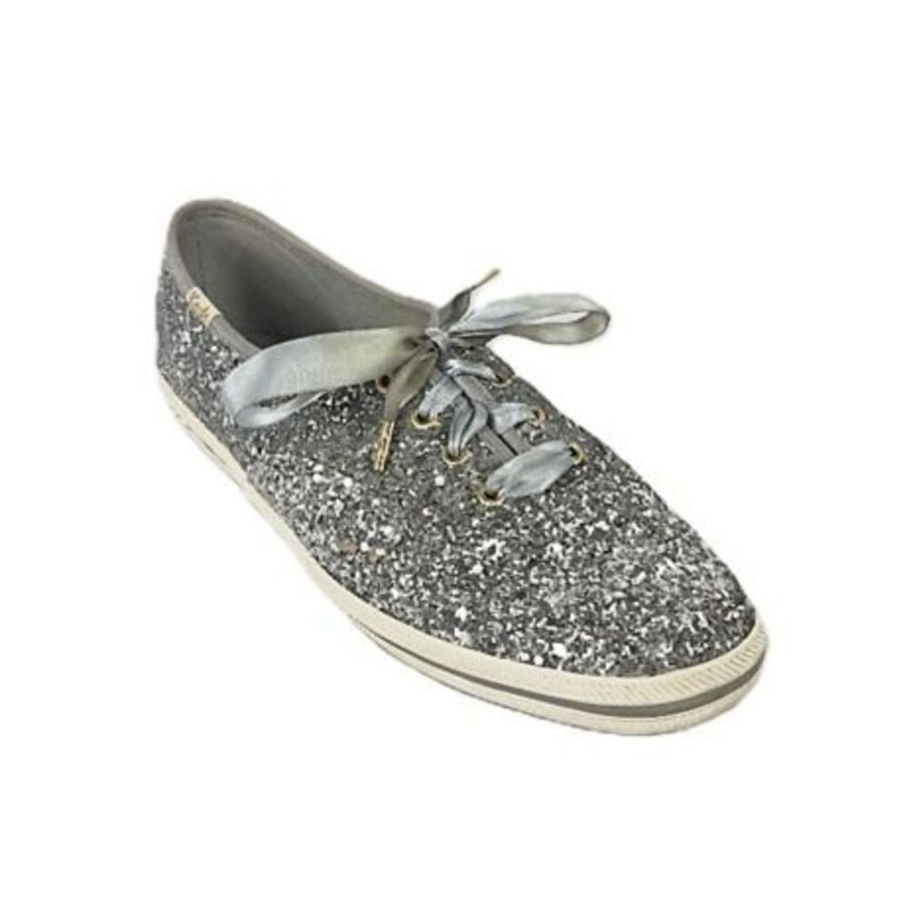 Kate Spade Keds Champion Glitter Sneakers Silver Gold Multi Sz 8 VGC